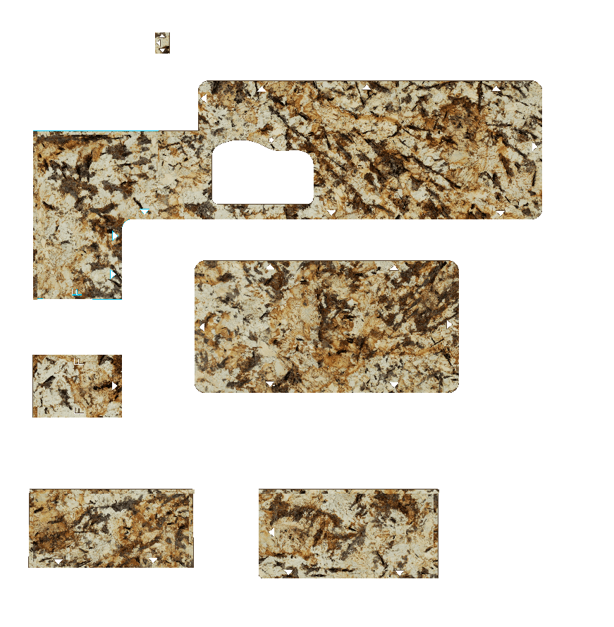CAD drawing of counters in brown speckled granite